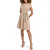 Kensie Stretch Faux Suede Minidress In Neutral