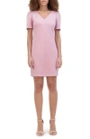 Kensie Stretch Faux Suede Shift Minidress In Mauve