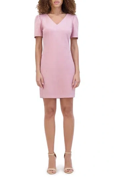 Kensie Stretch Faux Suede Shift Minidress In Mauve