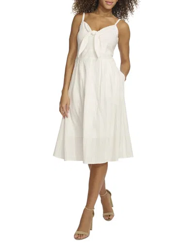 Kensie Striped Woven Midi Dress In White