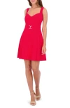 Kensie Sweetheart Neck Scuba Crepe Minidress In Red