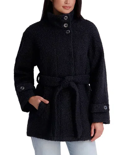 Kensie Textured Boucle Coat In Black