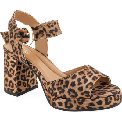 Kensie Theresa Faux Leather Platform Sandal In Animal Print