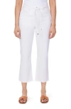 Kensie Tie Belt High Waist Kick Flare Jeans In White