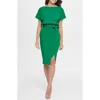 Kensie Blouson Wrap Dress In Green