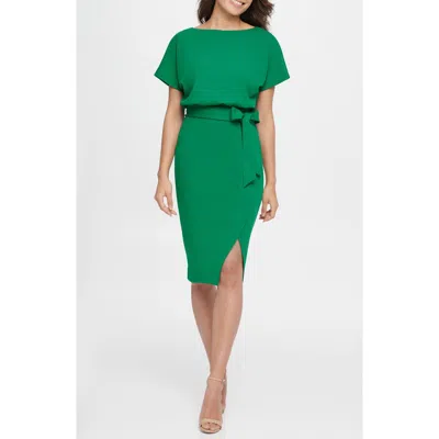 Kensie Blouson Wrap Dress In Green