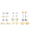 Kensie Two-tone 12-pc. Set Crystal & Imitation Pearl Mixed Stud Earrings In Two-tone Set
