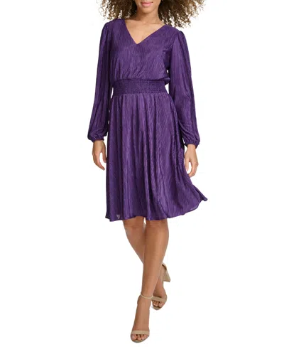 Kensie V-neck Dress In Eggplant