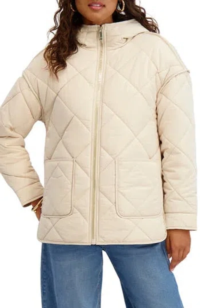 Kensie Water Repellent Diamond Quilted Jacket In Neutral
