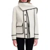 Kensie Whipstitch Detail Coat With Attached Scarf In Yellow