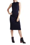 Kensie Wide Rib Knit Sleeveless Midi Dress In Navy In Blue