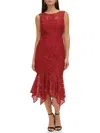Kensie Women's Asymmetric Lace Sheath Dress In Red
