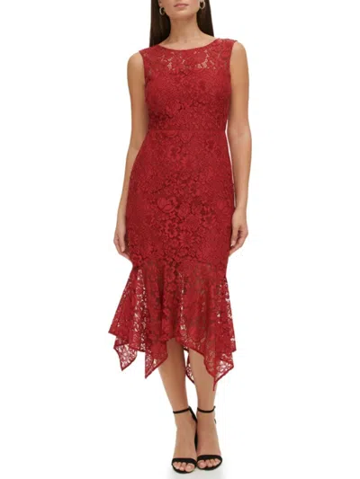Kensie Women's Asymmetric Lace Sheath Dress In Red