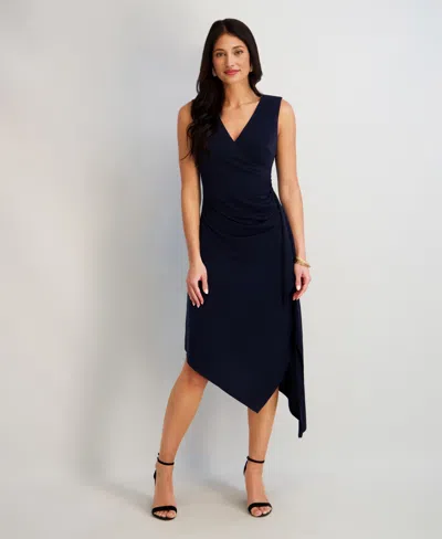 Kensie Women's Asymmetrical Midi Dress In Blue