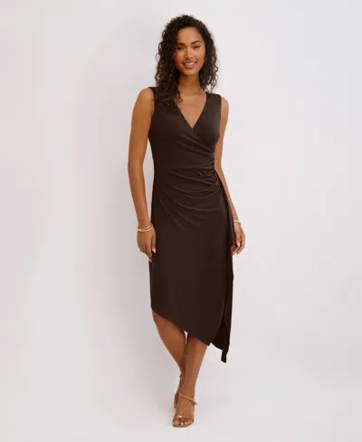 Kensie Women's Asymmetrical Midi Dress In Brown
