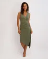 Kensie Women's Asymmetrical Midi Dress In Green