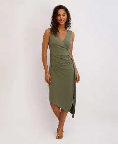Kensie Women's Asymmetrical Midi Dress In Green