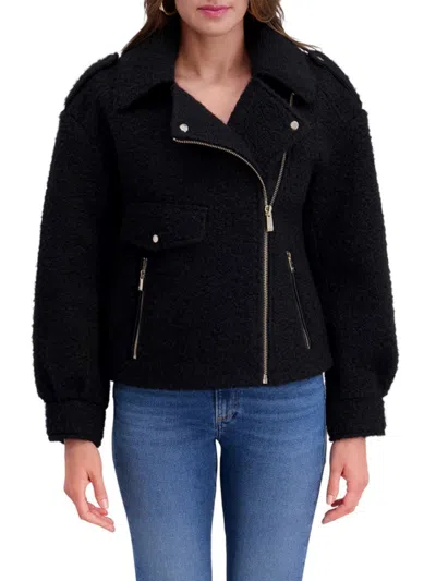 KENSIE WOMEN'S BOUCLE ASYMMETRIC MOTO JACKET