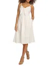 Kensie Women's Bow Tie-front Striped-texture Cotton Minidress In White