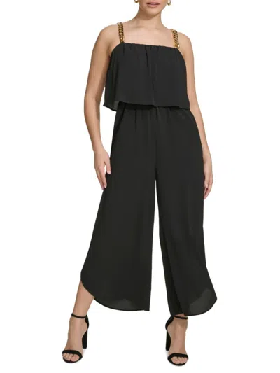 Kensie Women's Chain Strap Twofer Jumpsuit In Black