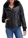 Kensie Women's Cire Faux-fur Trimmed Hooded Puffer Jacket In Black