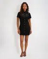 Kensie Women's Collared Short Sleeve Dress In Black