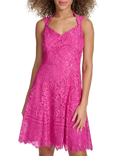 KENSIE WOMEN'S CORDED LACE V-NECK SLEEVELESS MINIDRESS