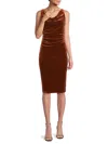 Kensie Women's Cowlneck Sleeveless Velvet Dress In Cinnamon