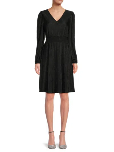 Kensie Women's Crinkle Blouson Dress In Black