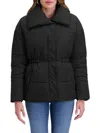 Kensie Envelope Collar Puffer Coat In Black