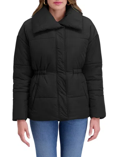 KENSIE WOMEN'S CRINKLED CINCHED PUFFER JACKET
