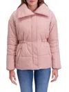 Kensie Envelope Collar Puffer Coat In Pink