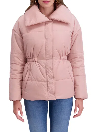 KENSIE WOMEN'S CRINKLED CINCHED PUFFER JACKET