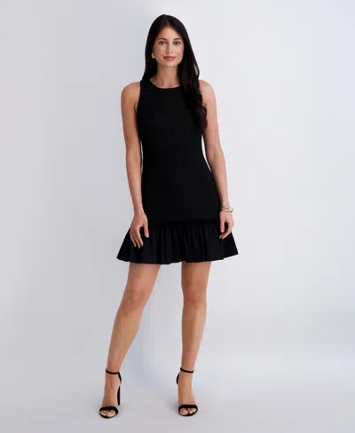 Kensie Women's Crochet Knit Crewneck Polyester Dress In Black
