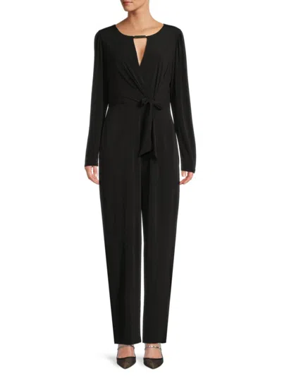 Kensie Women's Cutout Surplice Jumpsuit In Black