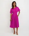 Kensie Women's Dolman-sleeve Cinched-waist Midi Dress In Pink