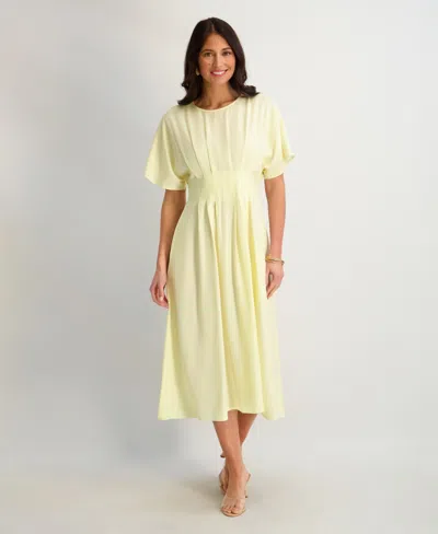 Kensie Women's Dolman-sleeve Cinched-waist Midi Dress In Yellow