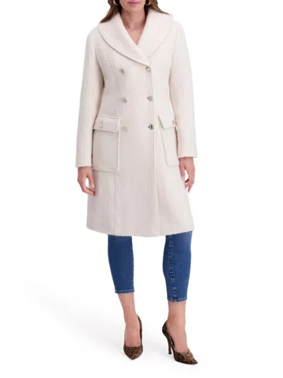 Kensie Women's Double-breasted Wool-blend Coat In White