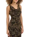 Kensie Women's Drape-neck Sleeveless Metallic Dress In Blck Multi