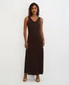 Kensie Women's Draped Cowlneck Sleeveless Maxi Dress In Brown