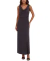 Kensie Women's Draped Cowlneck Sleeveless Maxi Dress In Slate