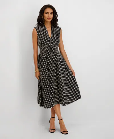 Kensie Women's Embroidered Cotton Midi Dress In Black