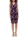 Kensie Floral Embroidered Sheath Cocktail Dress In Purple