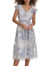 KENSIE WOMEN'S EMBROIDERED MIDAXI A LINE DRESS