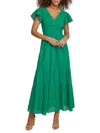 Kensie Women's Textured Eyelet-embroidered Maxi Dress In Tropical Green
