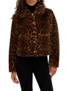 Kensie Leopard Print Faux Fur Short Jacket In Animal Print
