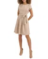 Kensie Women's Faux-suede Fit & Flare Dress In Sand