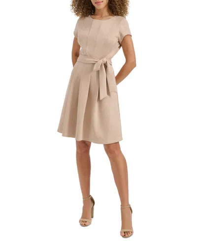 Kensie Women's Faux-suede Fit & Flare Dress In Sand