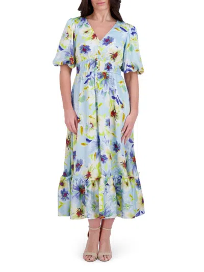 Kensie Women's Floral Chiffon A-line Midi-dress