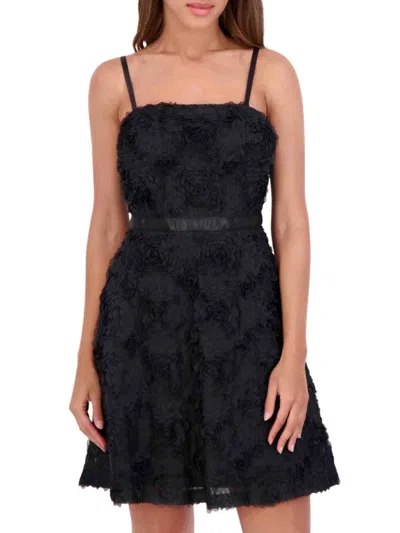 Kensie Women's Floral Fit & Flare Mini Dress In Black